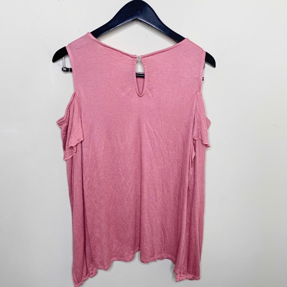 LUCKY BRAND Ribbed Ruffle Cold Shoulder Top - Picture 9 of 13